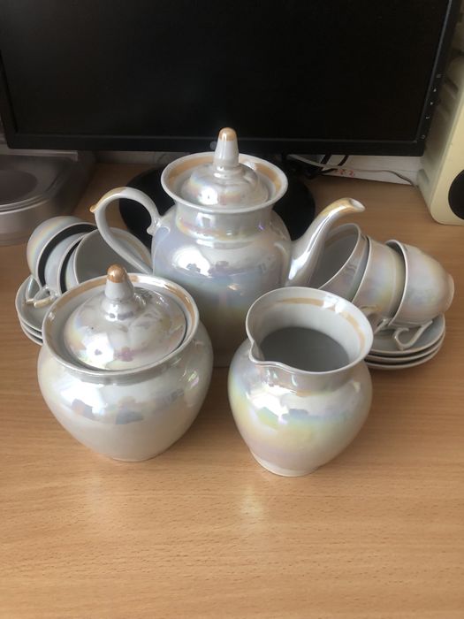 Кавовий перламутровий сервіз на 6 персон