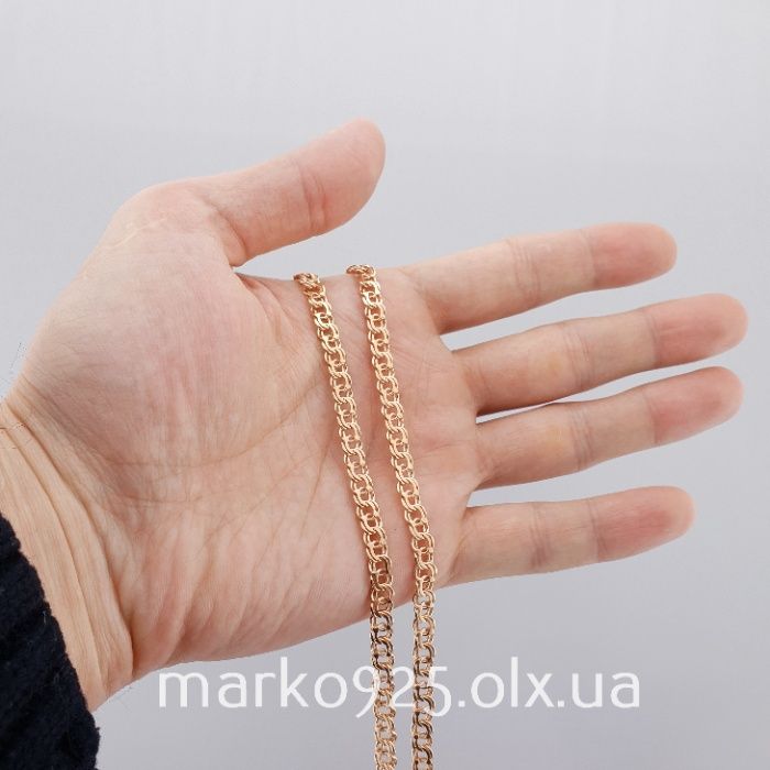 Позолоченная мужская серебряная цепочка. Ланцюжок позолота срібло