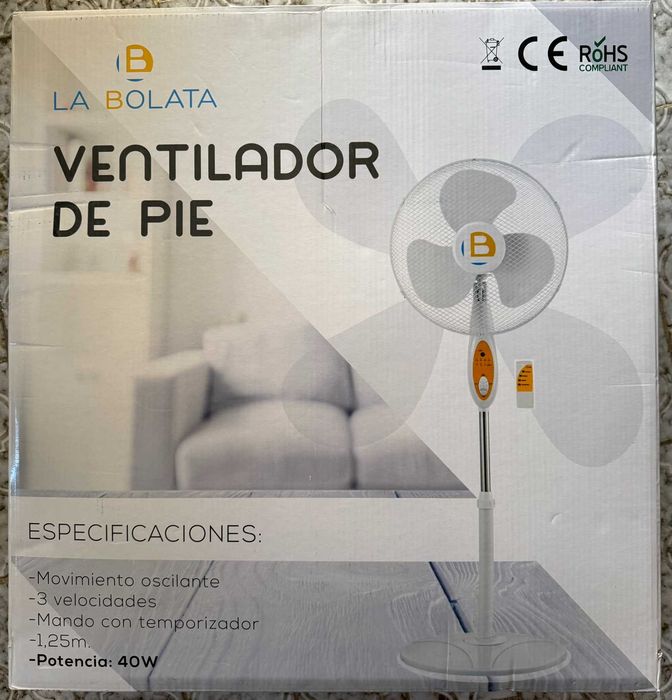 Ventoinha de Pé 40W com Comando e Temporizador Nova
