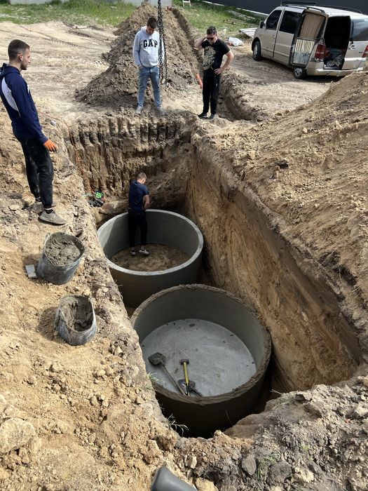 Септик під ключ Каналізація монтаж ями Кільця бетонні копаня траншей