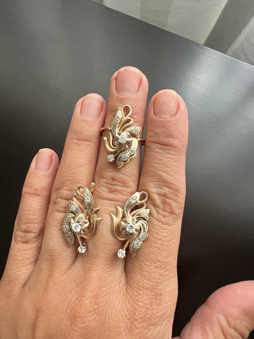 Набор серьги и кольцо золото 585 советские