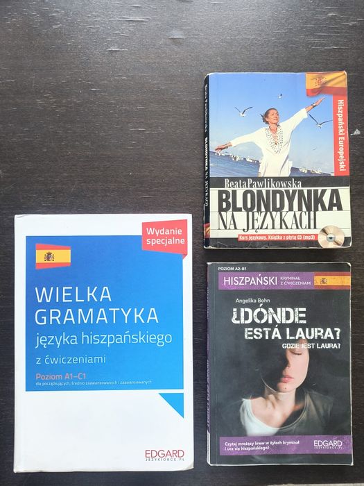 Hiszpański zestaw: Wielka Gramatyka + Blondynka + Kryminał A2-B1