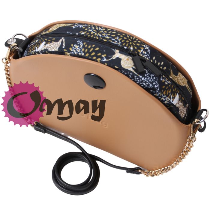 Czarny organizer do OBAG MOON LIGHT jelonki złote 2 kieszenie OMAY