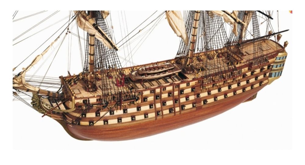 Zestaw Santisima Trinidad - model drewniany i dodatki  statek okręt