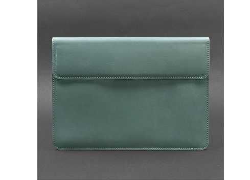 Шкіряний чорний чохол для MacBook 13, бірюзовий, конверт