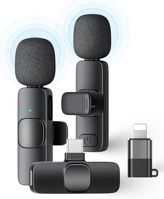 Zestaw 2x Bezprzewodowy Mikrofon Krawatowy do iPhone Android USB-C
