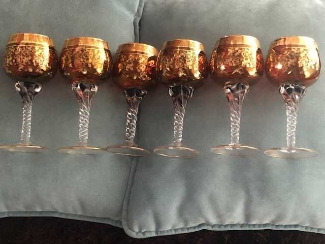 Lindíssimo e requintado conjunto 6 copos pintados à mão