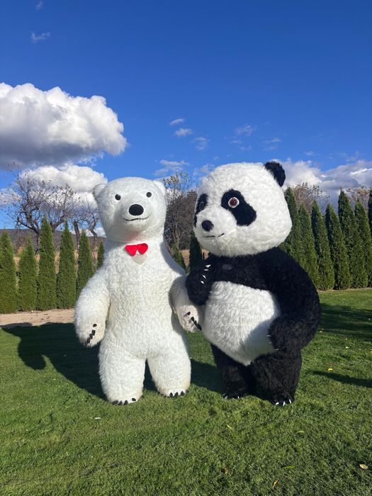Wynajem dmuchanego stroju   Panda i stitch oraz biały mis