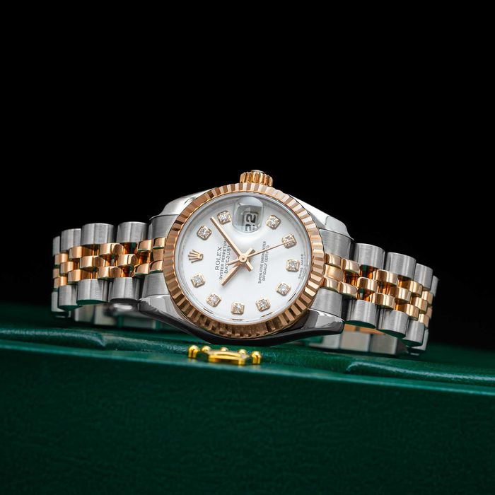 Zegarek Rolex Lady Datejust 26mm biała tarcza z diamentami, stal i Everose