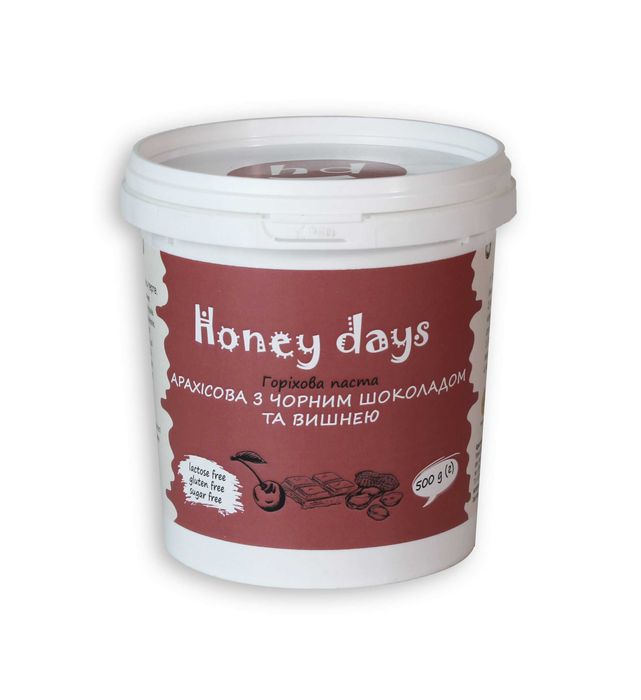 Арахісова паста з шоколадом та вишнею 500 г Peanut butter cherry chocolate без цукру Honey Days АКЦІЯ