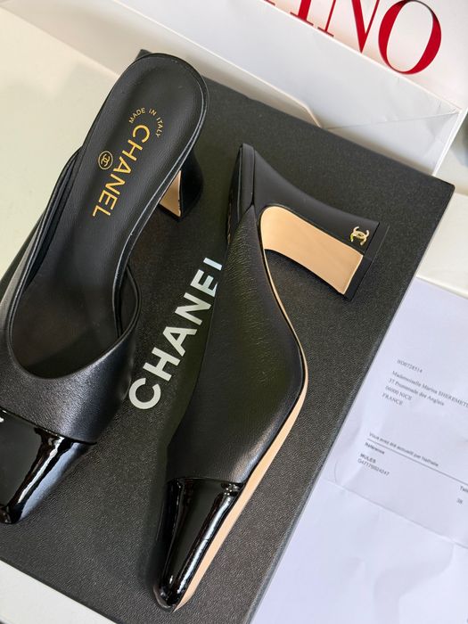 Мюли Chanel Patent Calfskin каблук туфли Шанель