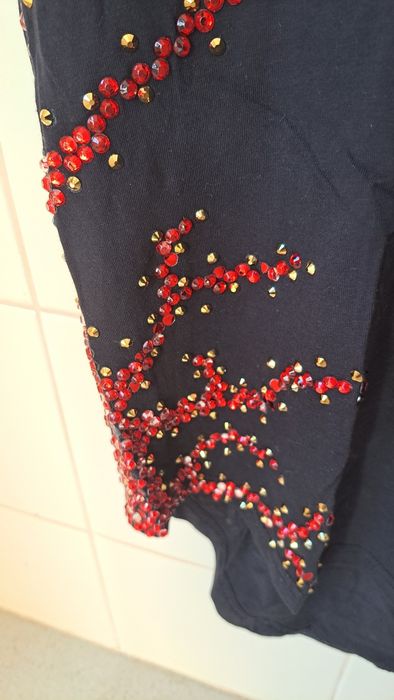 T-shirt Tunica preta senhora com brilhos Tam S