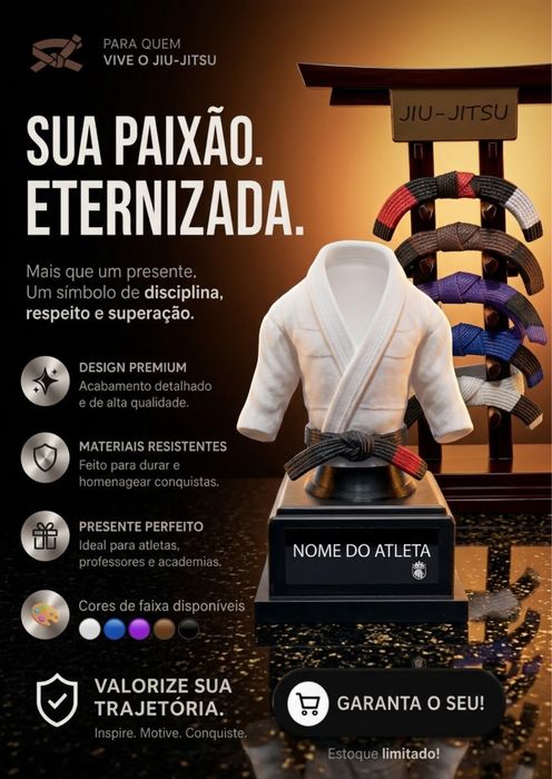 Trofeu bjj - JiuJitsu - Simples de acordo com sua faixa! 10cm