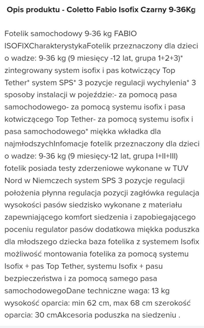 Fotelik coletto fabio szaro czarny Stare Miasto OLX.pl