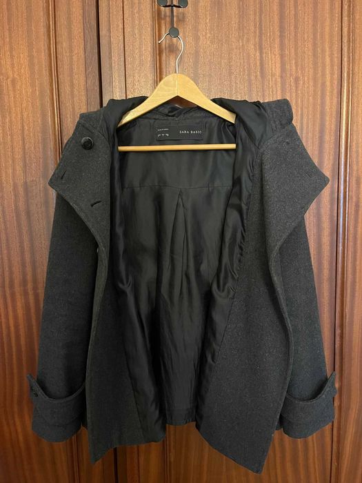 Casaco com capuz de fazenda, cinzento escuro