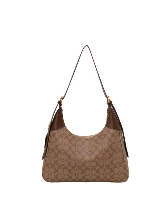 Жіноча сумка COACH Signature Canvas / Сумка Коач / жіноча мокко сумка-хобо Коуч