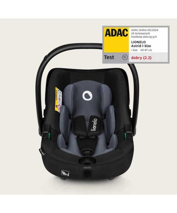 Fotelik samochodowy nosidełko 0-13kg CERTYFIKAT ADAC Lionelo Astrid