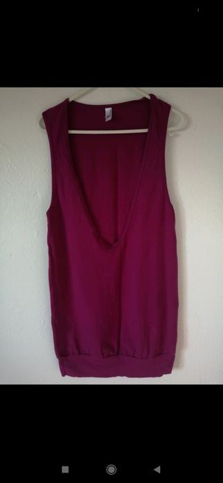 American Apparel S Tunika fuksja długa bluzka top
