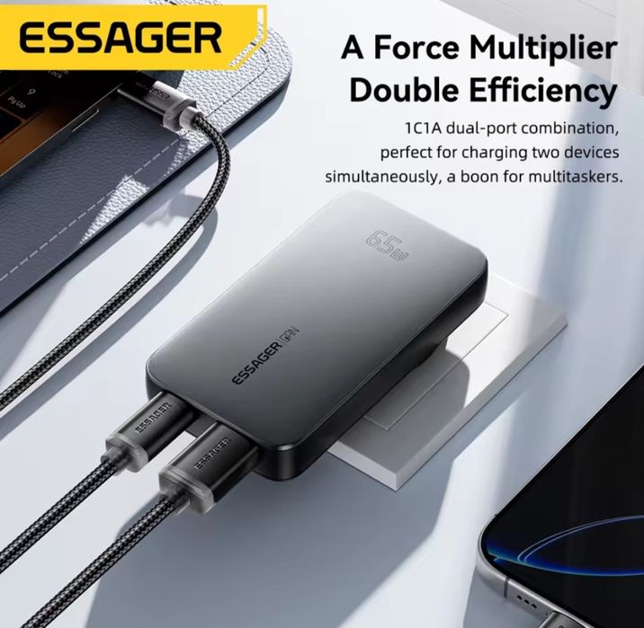 Essager 65W ( ультратонкий  )блочок  швидкісної зарядки