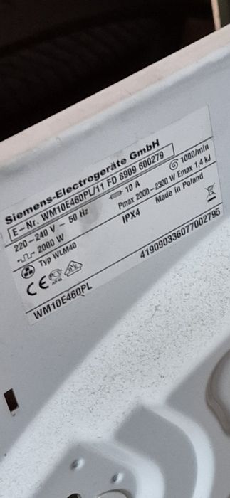 Wiązka elektryczna do pralki siemens