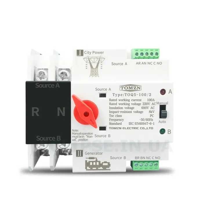 Автомат введення резерву АВР Tomzn 125a/2p Автомат ввода резерва