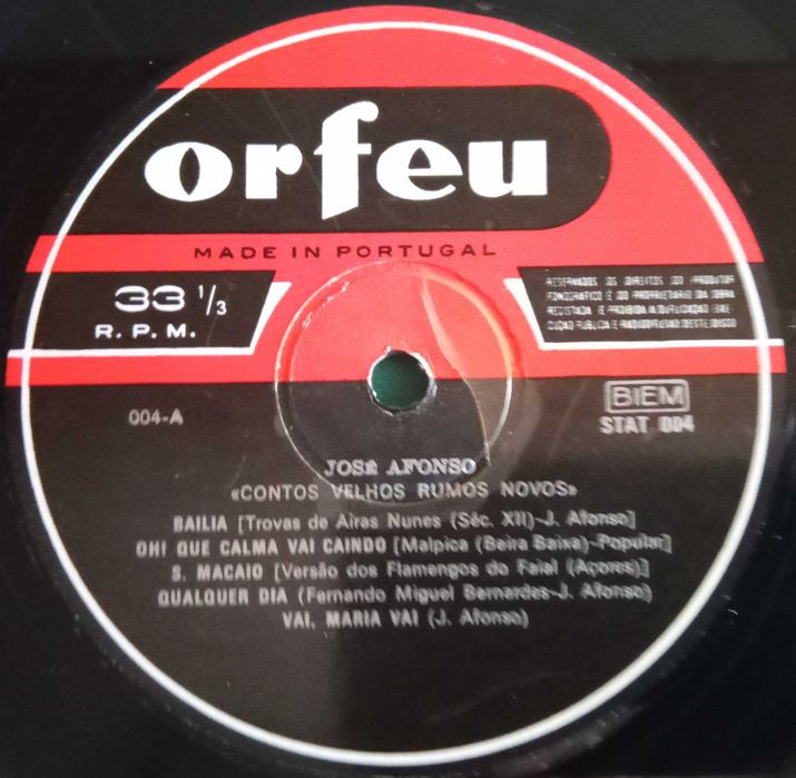 José Afonso	- - - - -		Contos Velhos, Rumos Novos	- - - - -	LP