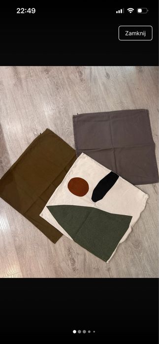 Komplet 3 poszewek Ikea na poduszki Ikea 45cm x 45cm i 50cm x 50 cm,