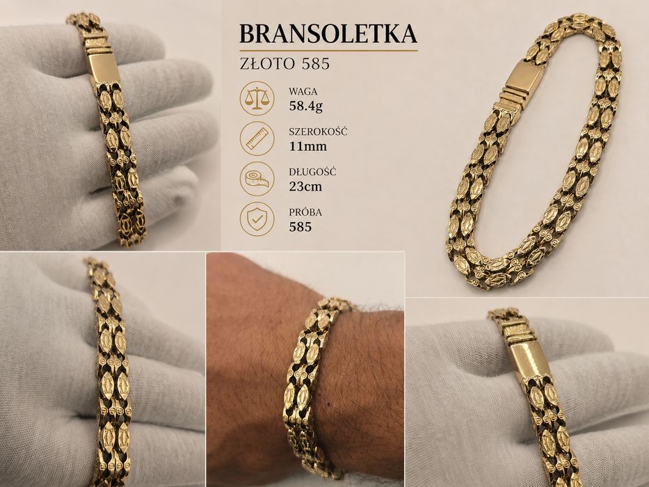 Bransoletka Meska złota Nowa Splot Cartier 23 cm