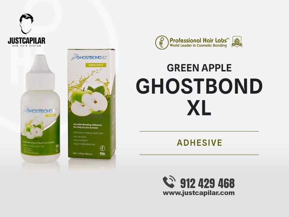 GHOSTBOND XL Maçã Verde - Cola para Prótese Capilar Resistente à Água e ao Suor - 1.3oz (38ml) - Próteses Capilares HD Premium | Justcapilar