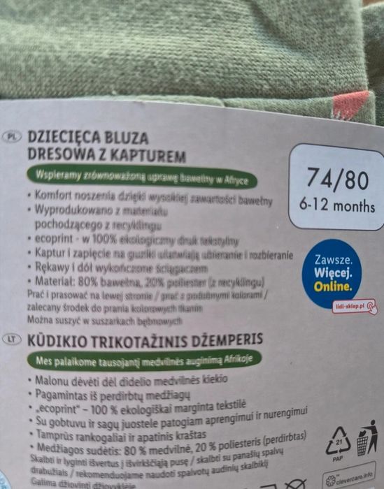 Nowa bluza lisek 74/80