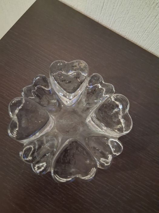 Szklany świecznik vintage na podgrzewacze