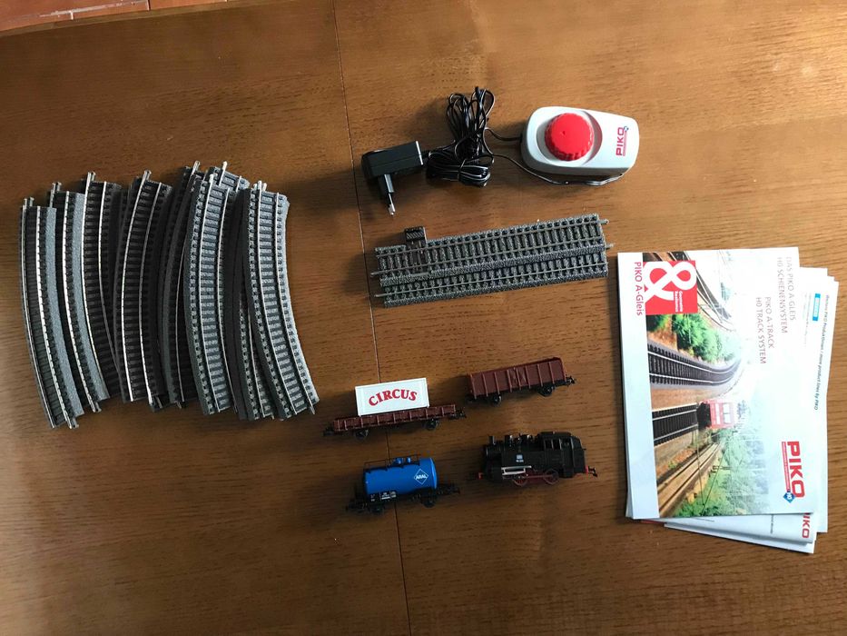 Set ferromodelismo, comboio a vapor H0 (HO) Piko com linha balastrada