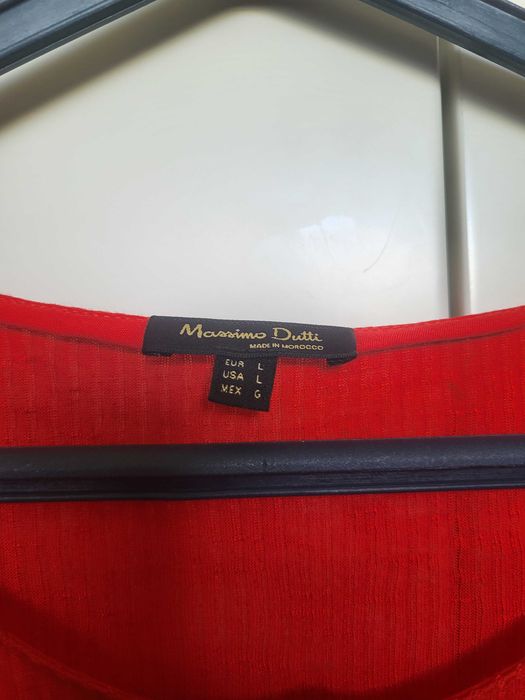 Blusa Manga Curta Canelada Vermelha - Massimo Dutti
