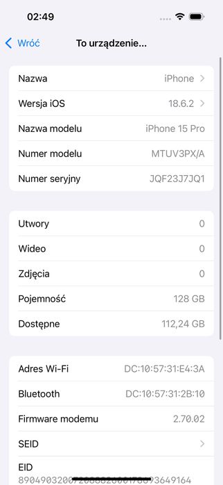 iPhone 15 PRO 128GB Black Titanium   Czarny Tytan Super Stan! 90%!!