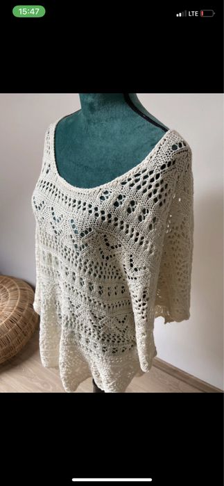 Azurowe poncho sweter M-L Only