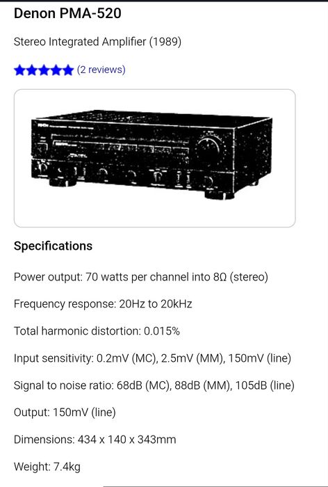 Denon PMA -520A amplificador integrado.