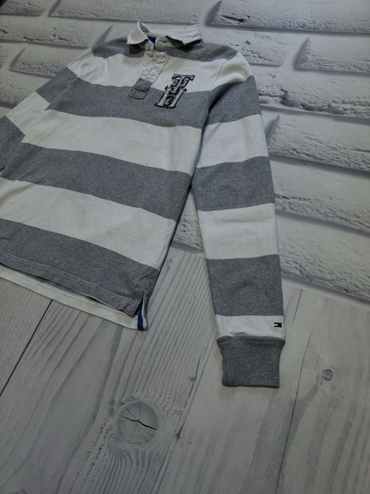 Поло Tommy Hilfiger сіро-біле в смужку розмір S