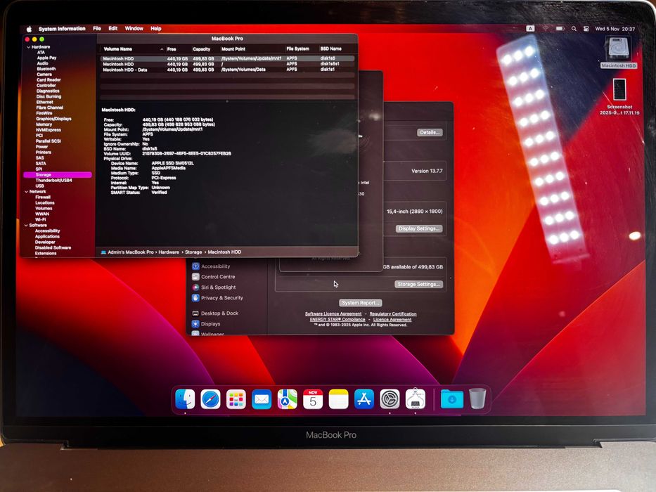 MacBook Pro 15, 2017 (Intel i7, 16 RAM, 512 SSD, 27 циклів батарея)