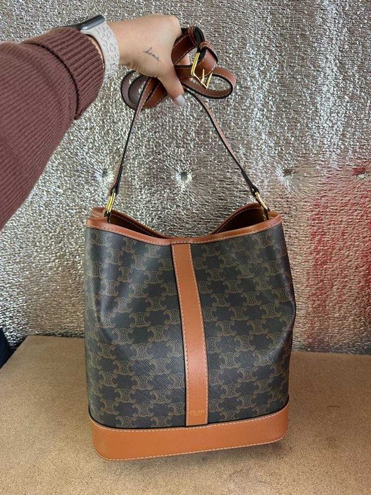 Жіноча велика сумка Celine Small Bucket з натуральної шкіри. НОВИНКА