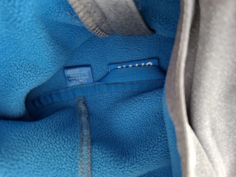 Softshel 134/140 szary niebieski kurtka z kapturem