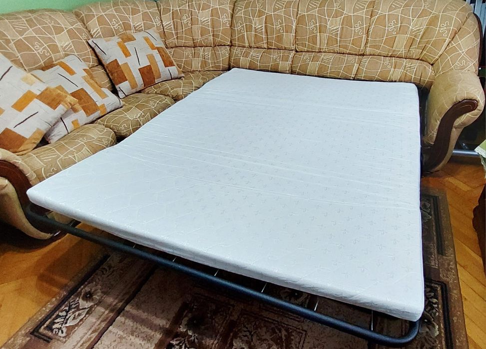 Kanapa rozkładana Narożnik 3-częściowy z funkcją spania + schowek + fo