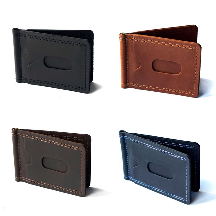 Затискач для грошей із натуральної шкіри Grand коньячний