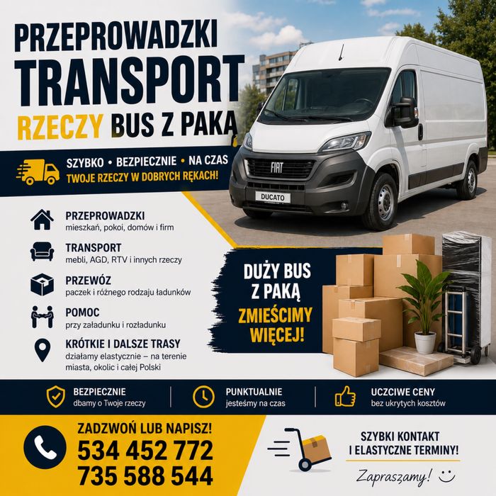 Przeprowadzki i Transport Rzeczy – BUS z Paką