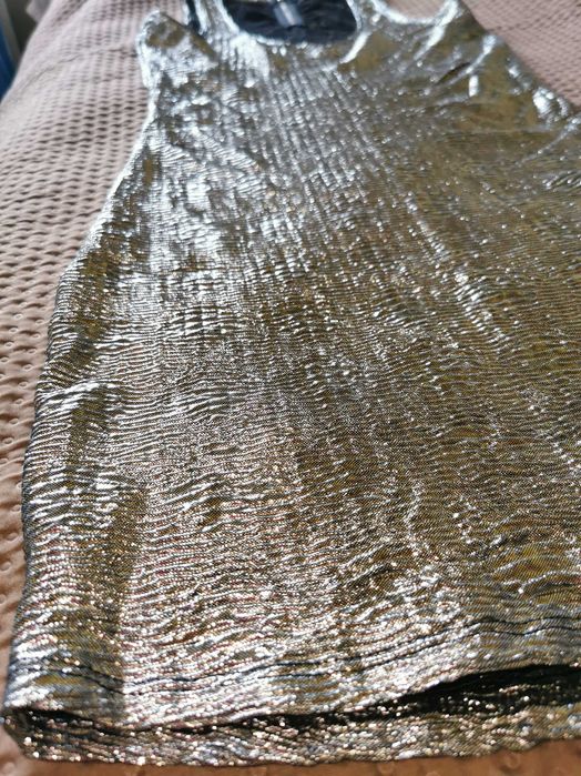 Nowa srebrna sukienka ramiączka mini rozmiar 36 38 S M Sylwestrowa