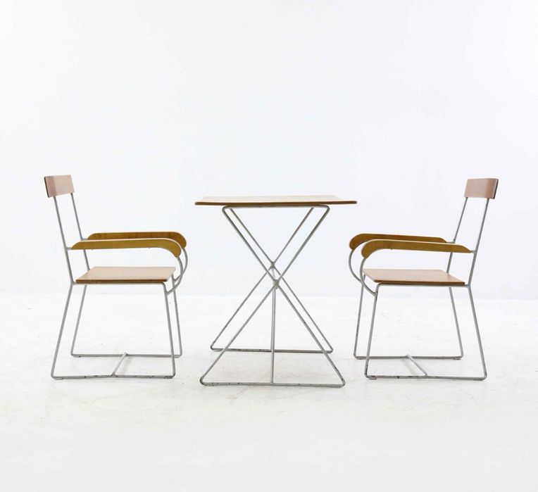 Skandynawski zestaw dziecięcy 2 krzesła i stolik tekowe vintage