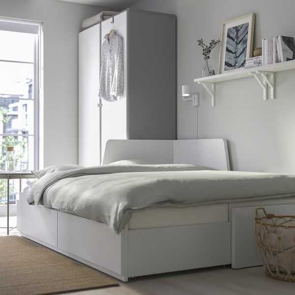 FLEKKE IKEA Cama indiv/dupla c/2 gav/2 colchões, branco/Åfjäll firmeza média, 80x200 cm