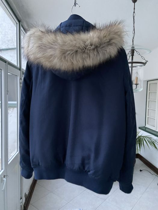 TOMMY HILFIGER Casaco Azul Com Pelo Como Novo