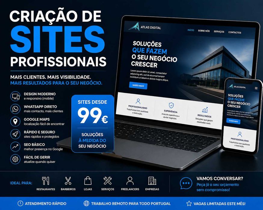Criação de Sites Profissionais | Negócios Locais | Desde 99€