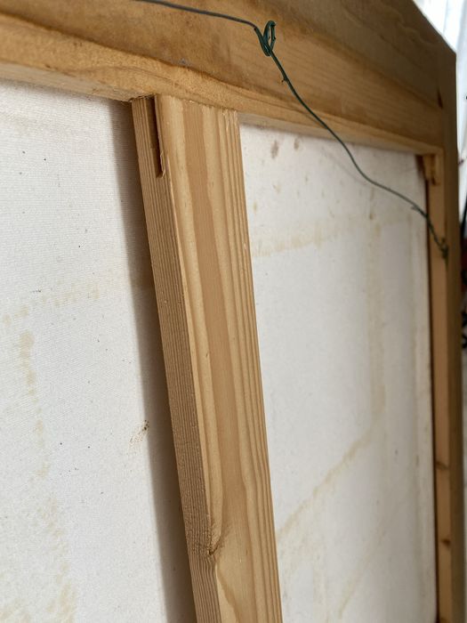 Quadro moderno a oleo sobre tela com relevo e com moldura de madeira
