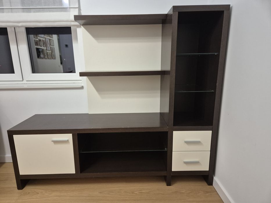 Szafka, meblościanka biało-brązowa